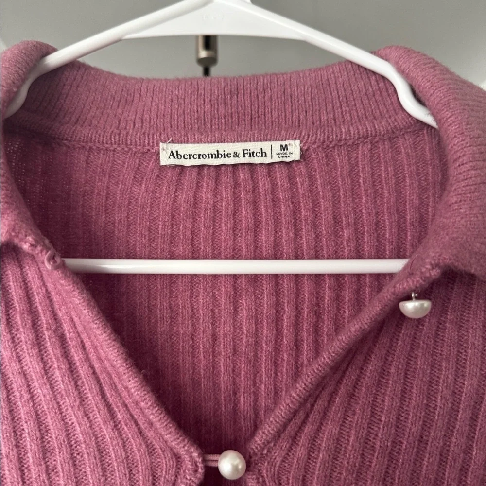 Abercrombie & Fitch Pearl Button Collared Cardigan Size M Preppy Winter - Picture 4 of 7